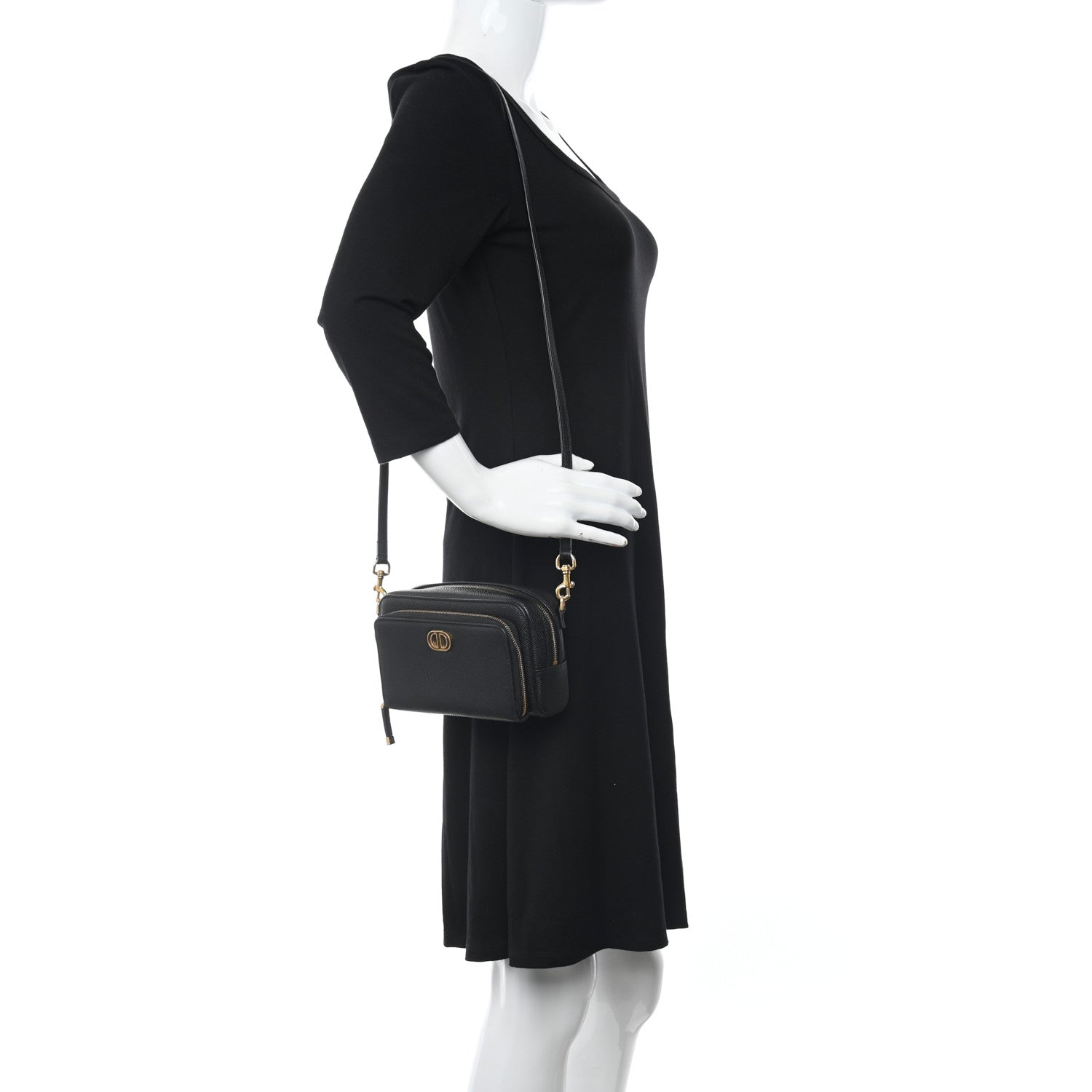 Christian Dior Grained Calfskin Caro Double Pouch Black 3 of 11