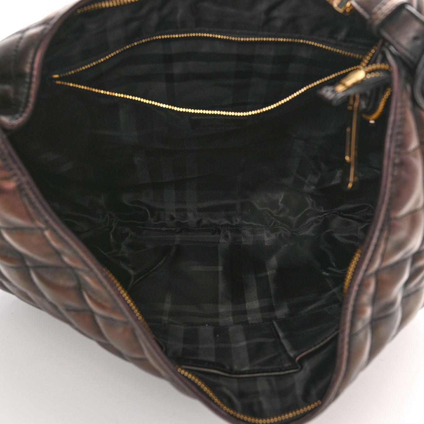 Metallic Calfskin Quilted Hoxton Hobo Bronze