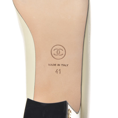 Chanel Patent Calfskin CC Cap Toe Low Heel Pumps 41 White Black 6 of 16