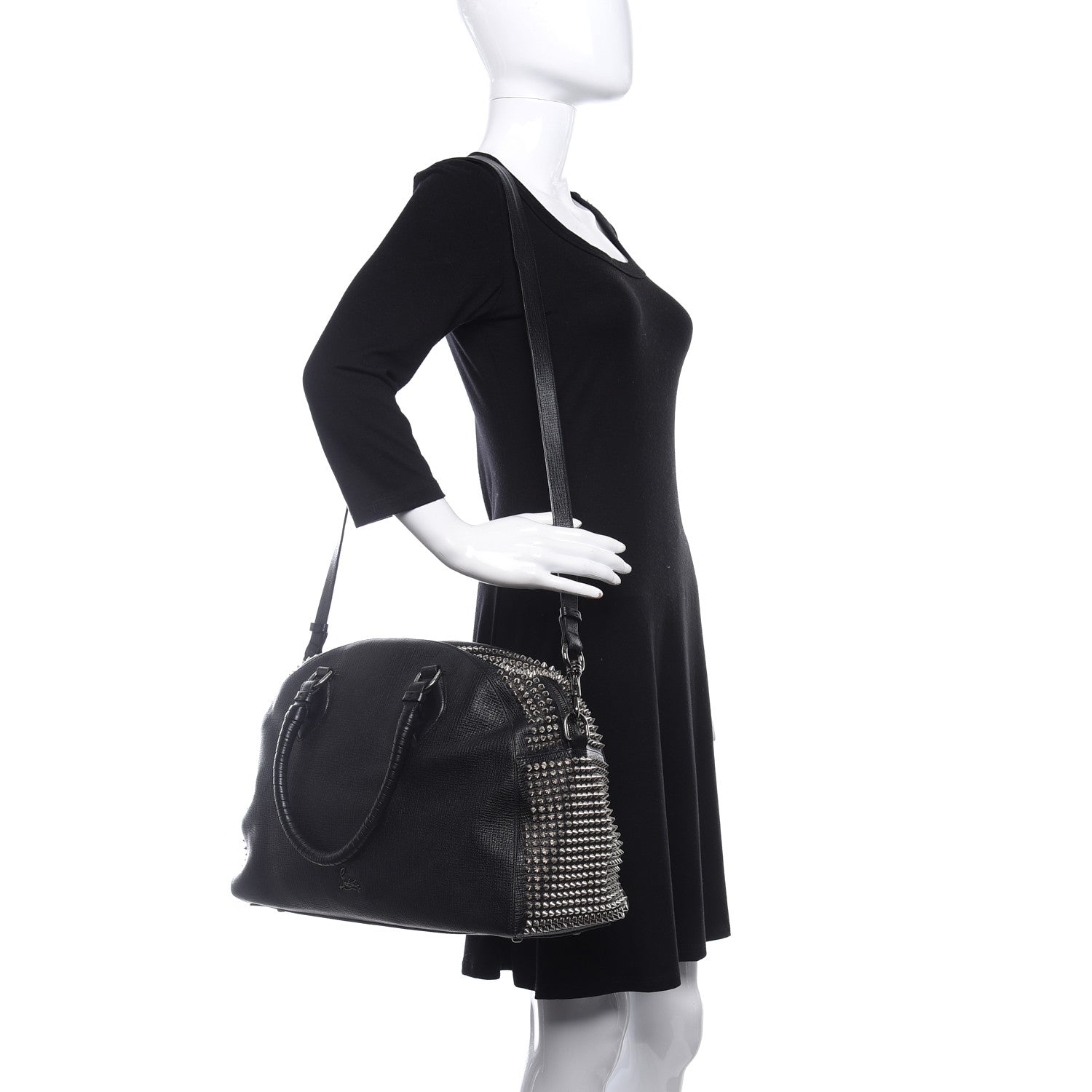 Christian Louboutin Calfskin Panettone Spiked Large Ranch Black 2 of 17