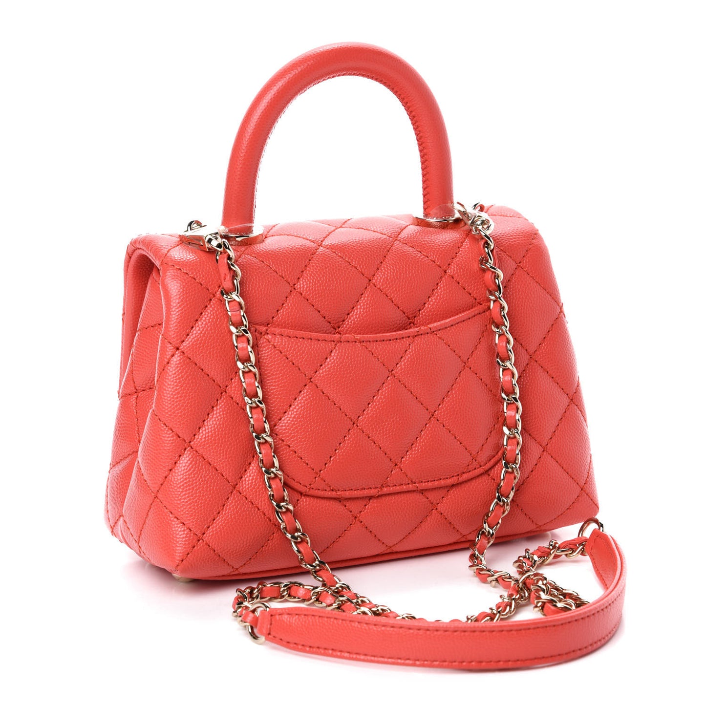 Caviar Quilted Extra Mini Coco Handle Flap Red