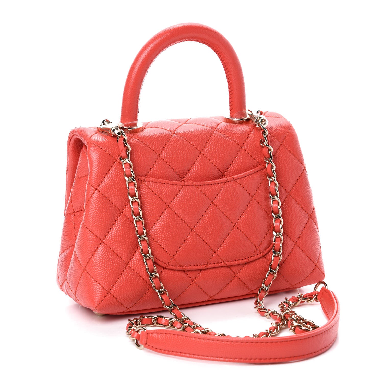 Chanel Caviar Quilted Extra Mini Coco Handle Flap Red 3 of 10