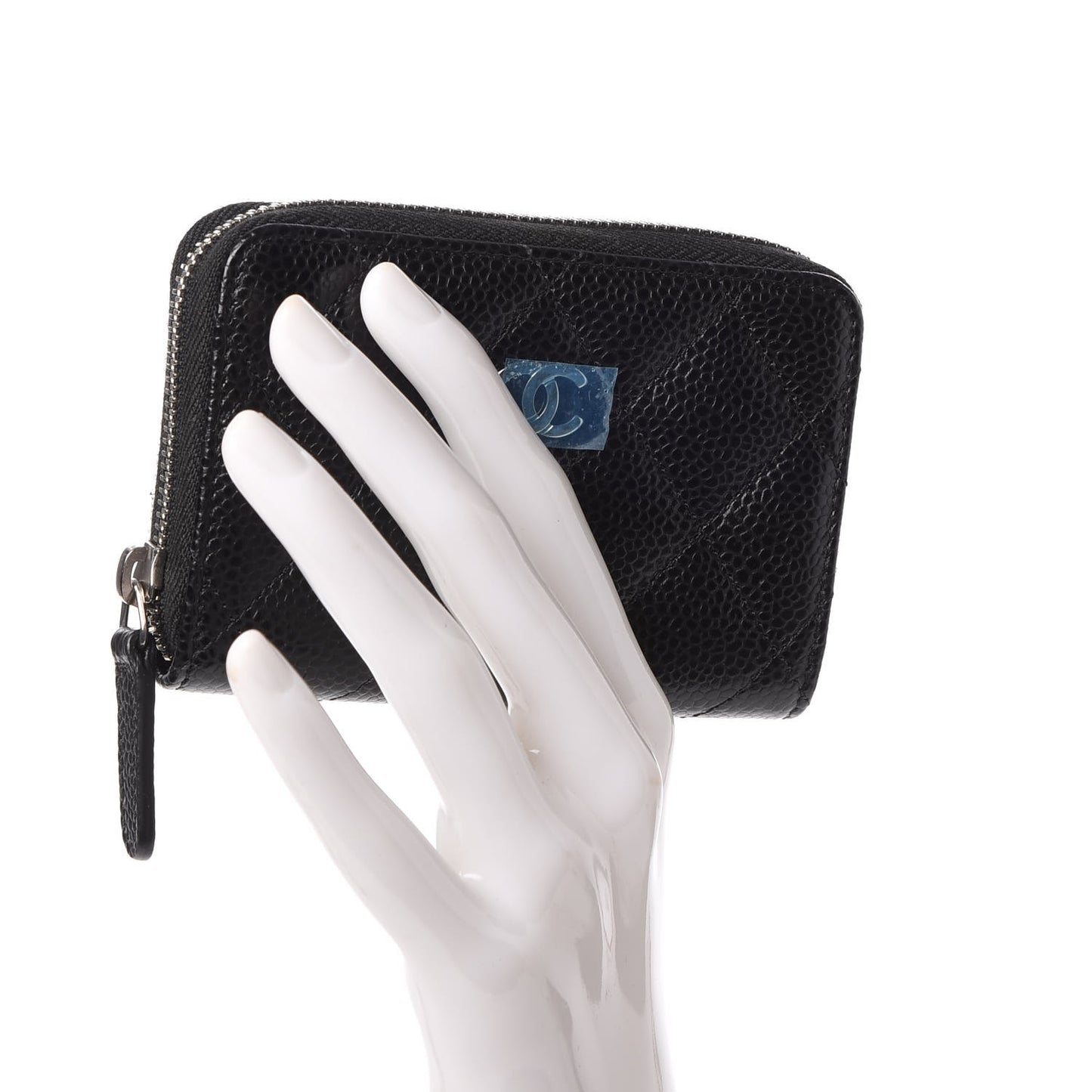 Caviar Quilted Zip Coin Purse Black