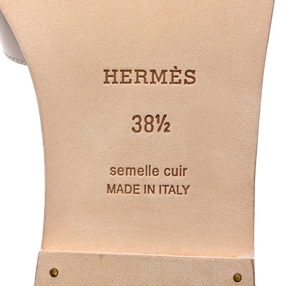 Hermes Box Calfskin Oran Sandals 38.5 Rose Pale 8 of 9