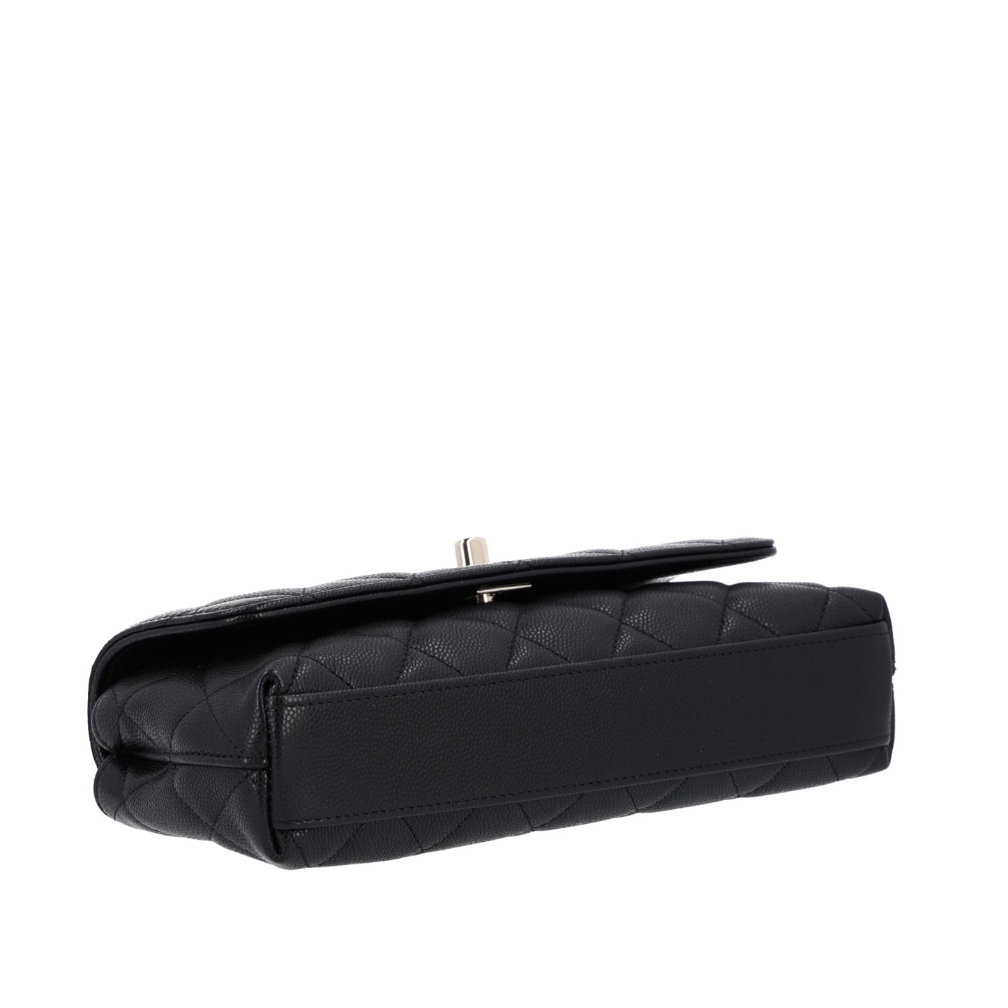 Caviar Quilted Coco Handle East West Clutch With Chain Black