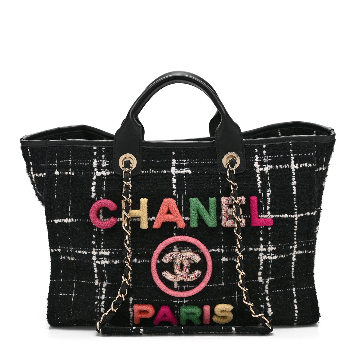 Chanel Tweed Medium Deauville Tote Black White Multicolor 1 of 11
