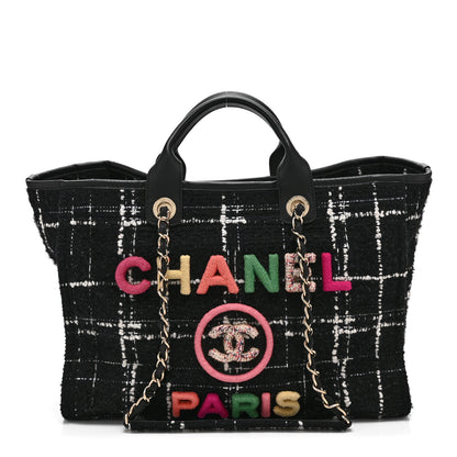 Chanel Tweed Medium Deauville Tote Black White Multicolor 1 of 11