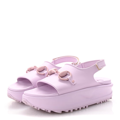 Gucci Soft Rubber Horsebit Touch Womens Strapped Sandals 40 Talc Pink 4 of 9