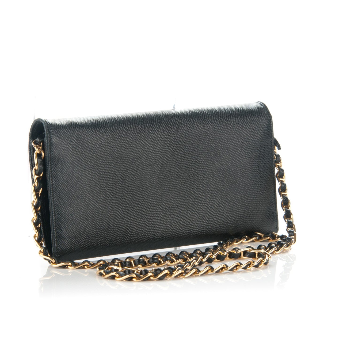 Saffiano Metal Oro Chain Wallet Nero Black