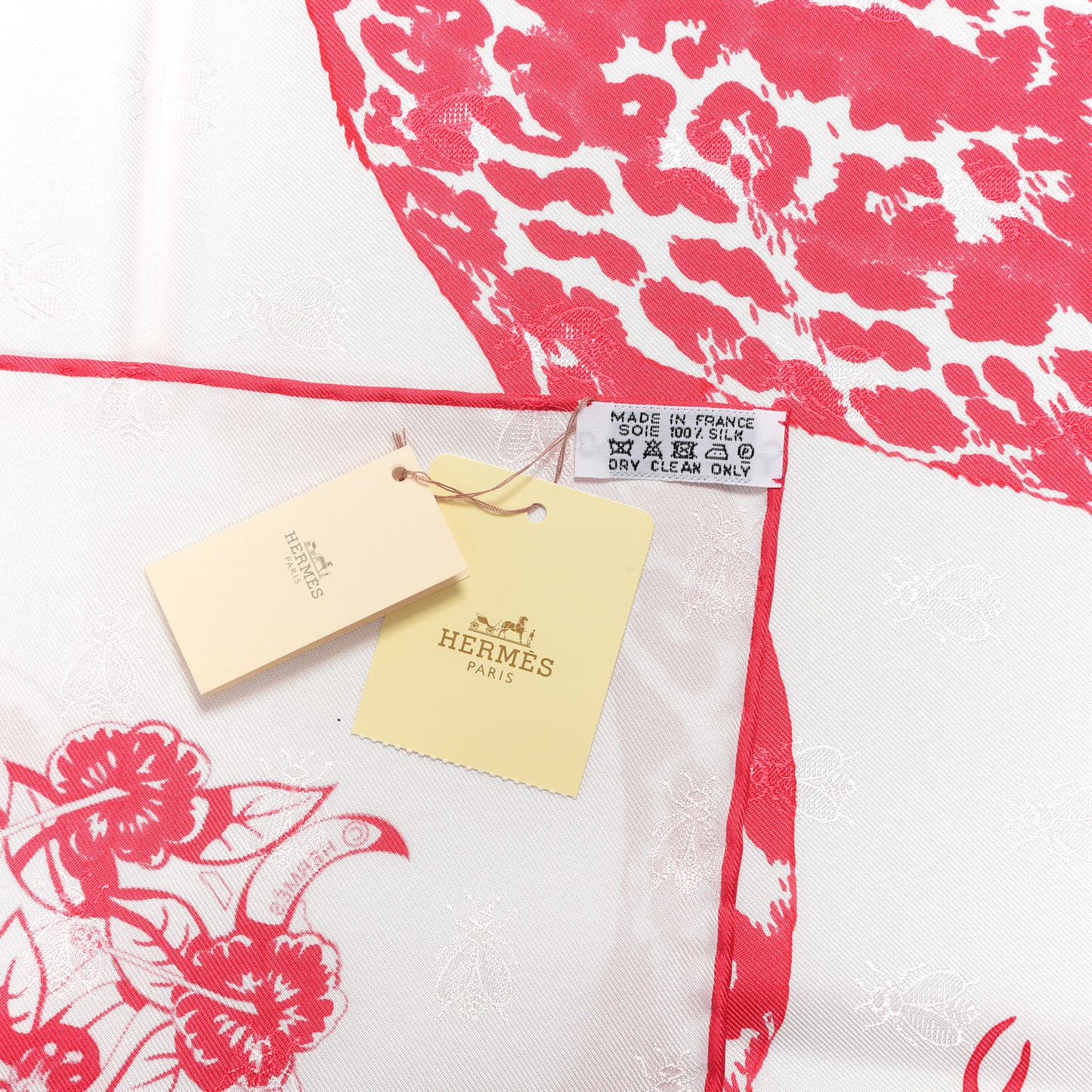 Silk Jungle Love Tattoo Scarf 90 Rose White