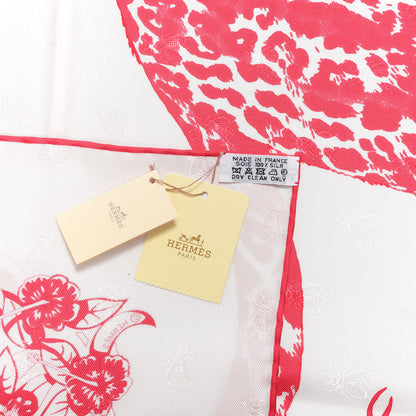 Hermes Silk Jungle Love Tattoo Scarf 90 Rose White 3 of 4