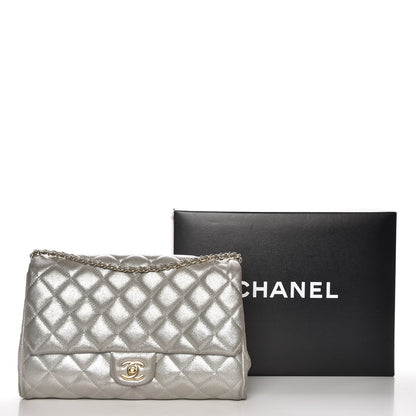 Chanel Iridescent Calfskin Clutch With Chain Flap Silver 12 of 12
