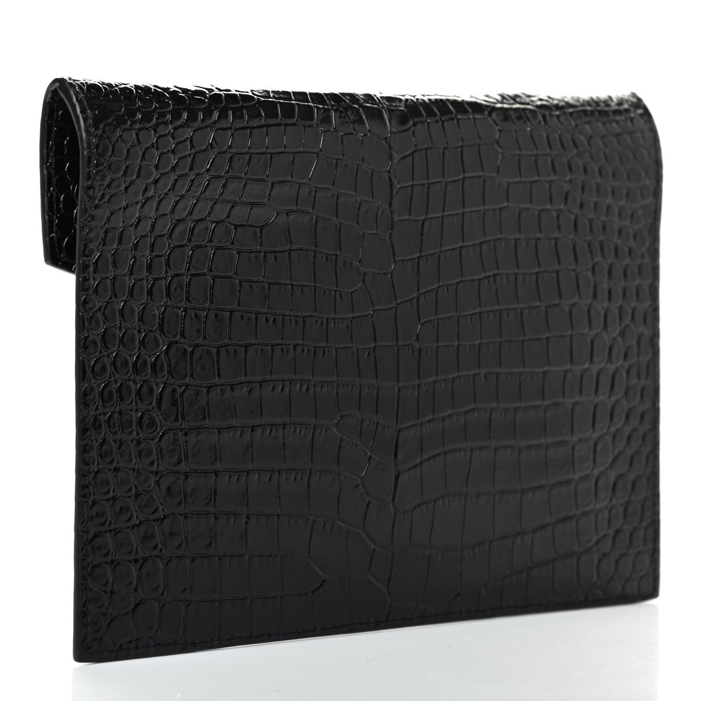 Calfskin Crocodile Embossed Monogram Uptown Baby Pouch Black