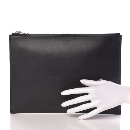 Saint Laurent Calfskin Embroidered iPad Pouch Black 2 of 7