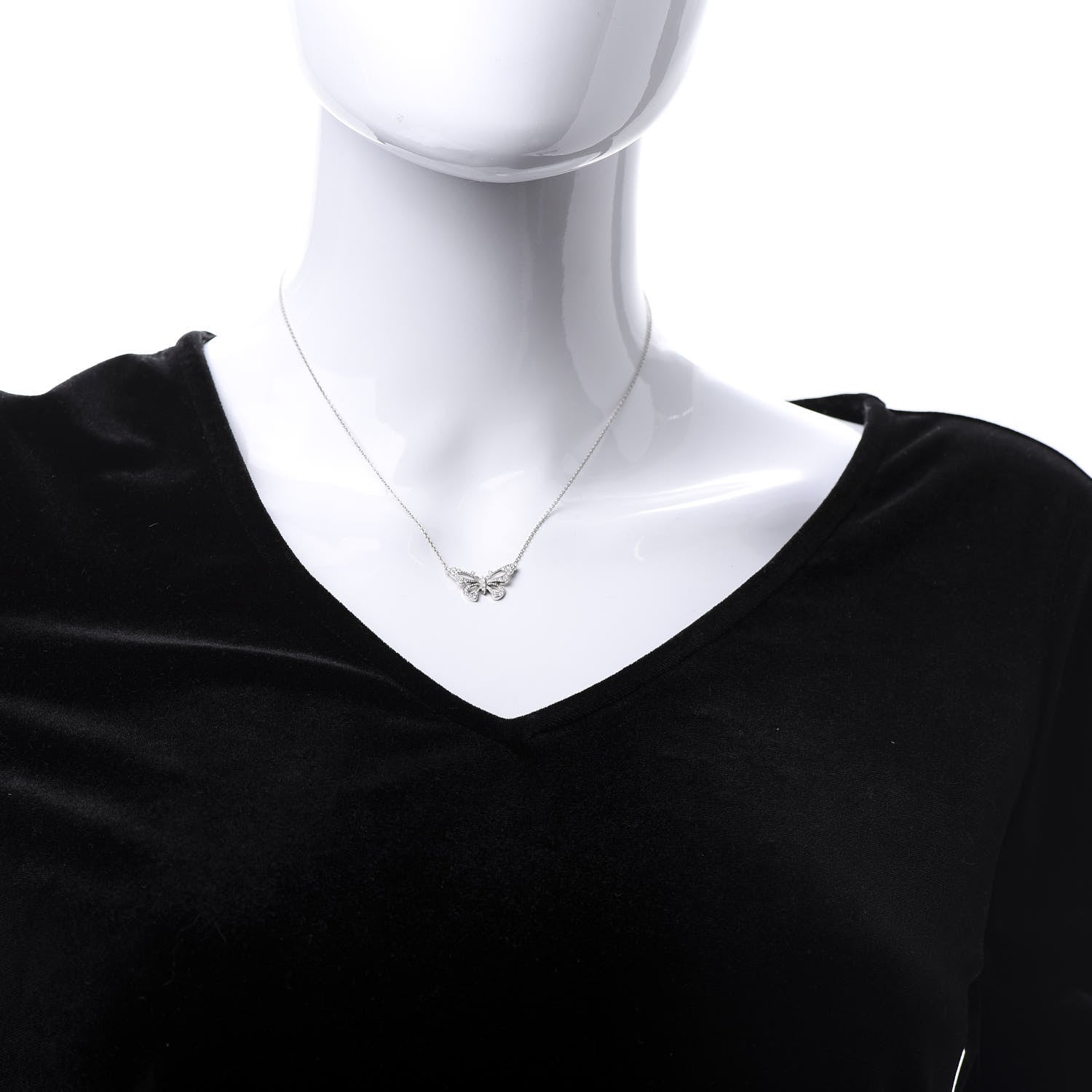 Tiffany Platinum Diamond .20ctw Enchant Butterfly Necklace 2 of 7