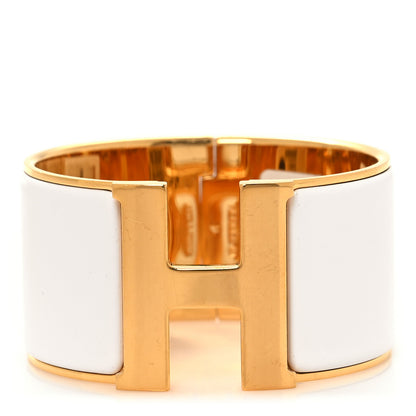 Hermes Enamel Extra Wide Clic Clac H Bracelet PM White 1 of 4