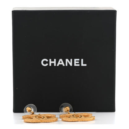 Chanel CC Drop Earrings Matte Gold 5 of 5