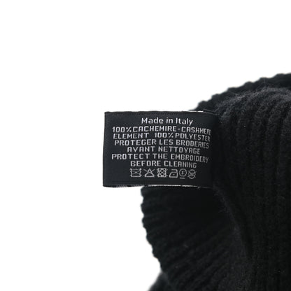 Chanel Cashmere Sequin Logo Beanie Hat Black Gold 5 of 5