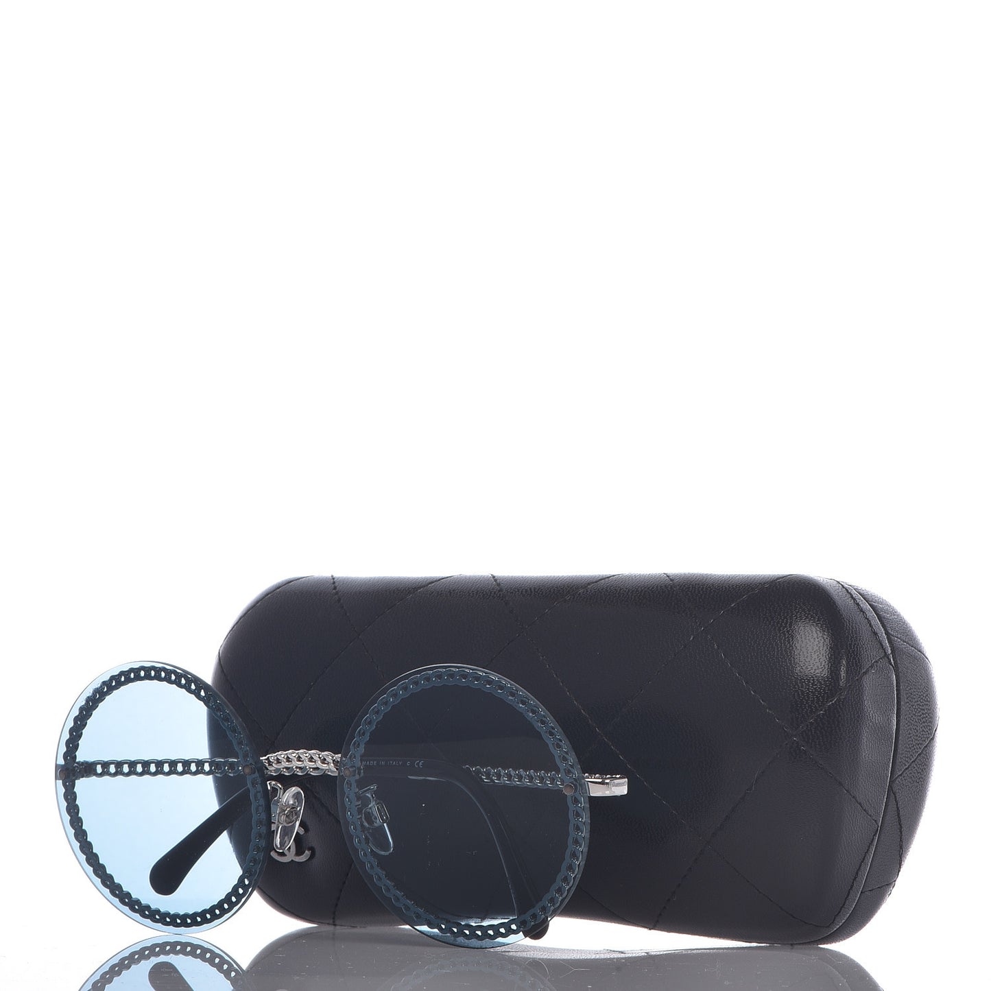 Chain Round Sunglasses 4245 Blue Silver