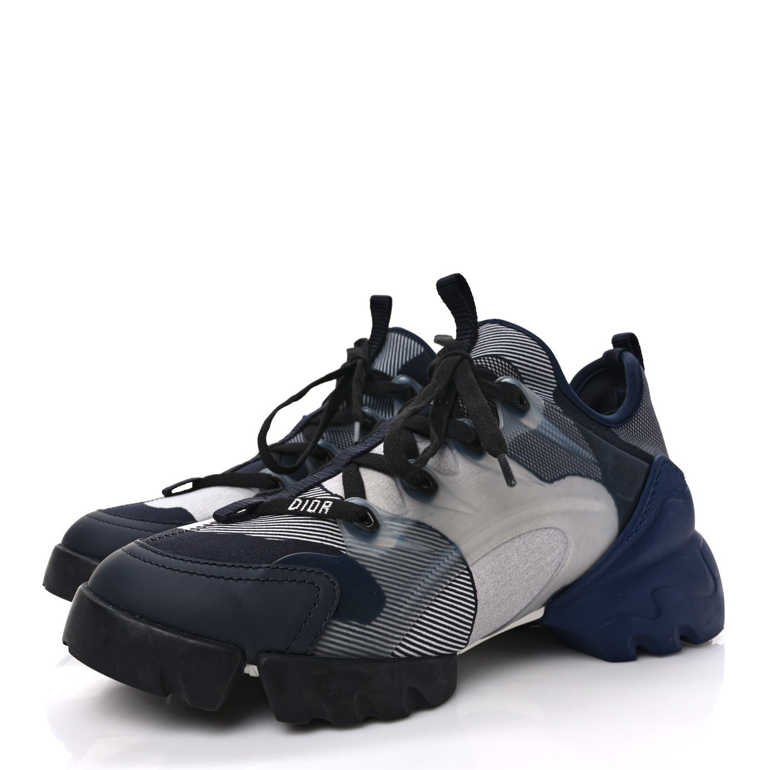 Christian Dior Neoprene Rubber Womens D-Connect Sneakers 37.5 Blue Black 3 of 9