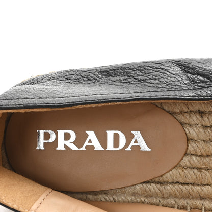 Prada Nappa Embroidered Logo 20mm Espadrilles 39 Black 8 of 9
