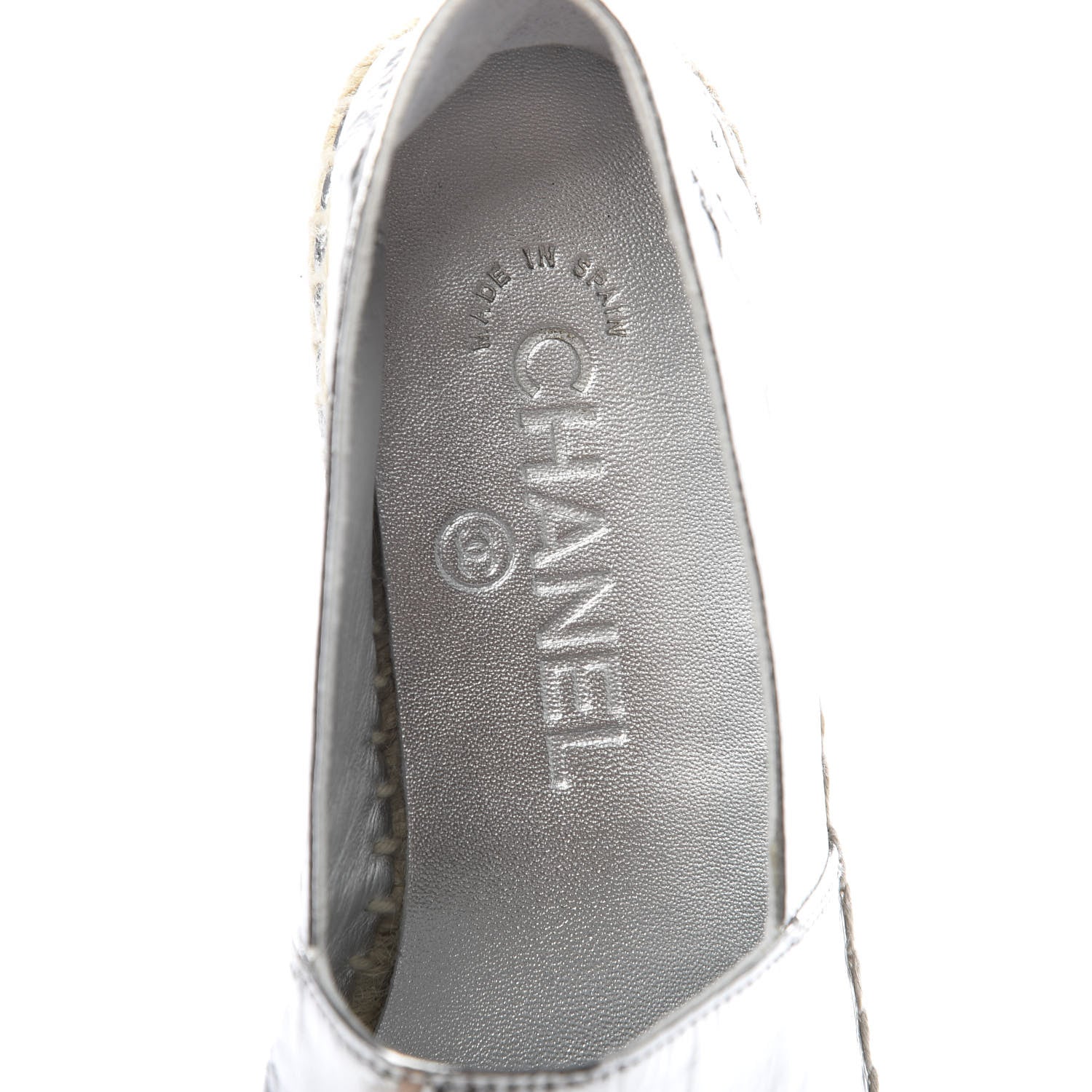 Chanel Laminated Goatskin CC Espadrilles 35 Silver 6 of 10