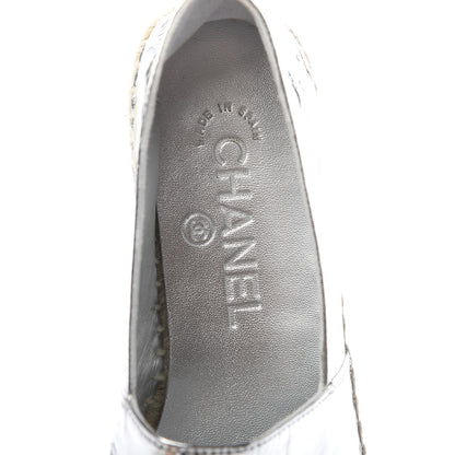 Chanel Laminated Goatskin CC Espadrilles 35 Silver 6 of 10