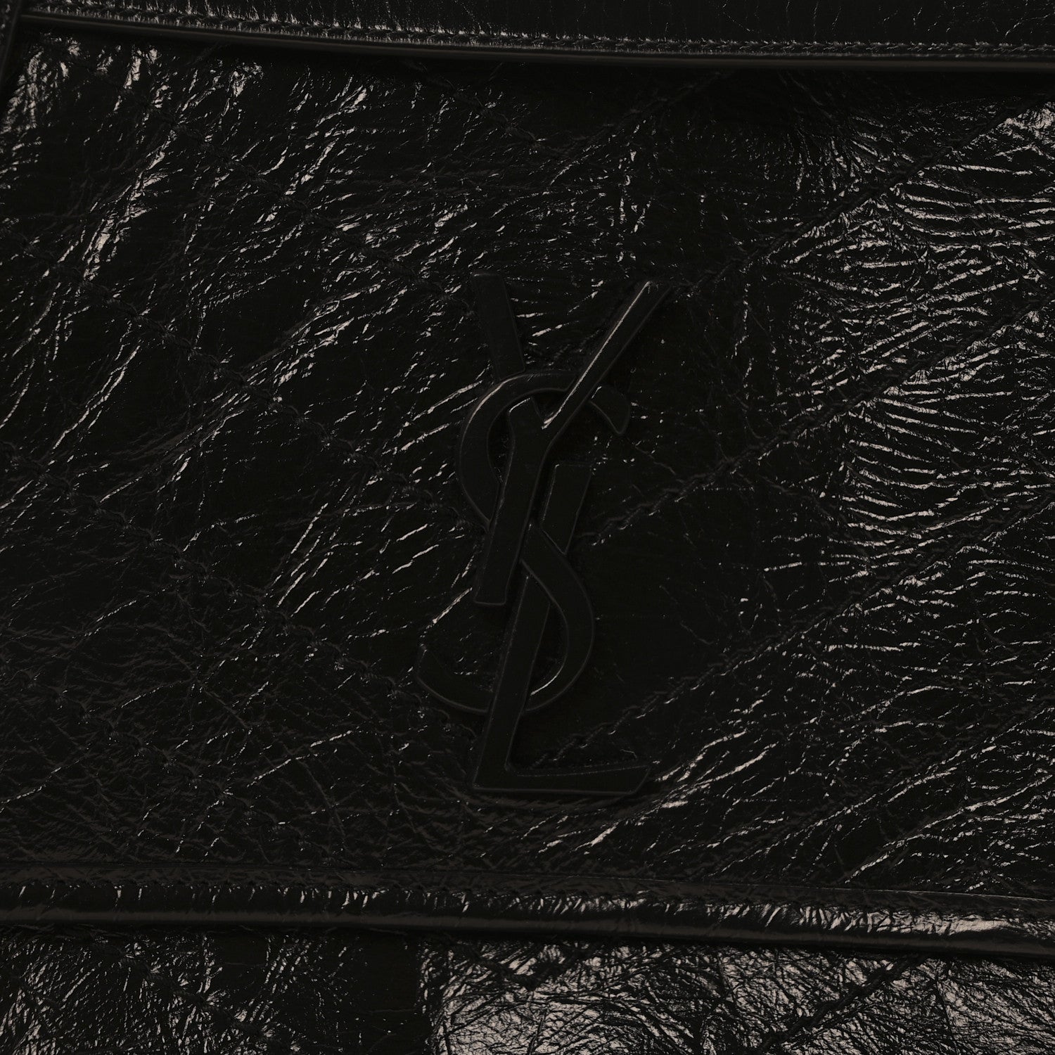 Saint Laurent Crinkled Calfskin Matelasse Monogram Medium Niki Chain Satchel Black 8 of 10