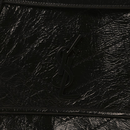 Saint Laurent Crinkled Calfskin Matelasse Monogram Medium Niki Chain Satchel Black 8 of 10