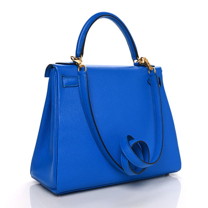 Hermes Chevre Mysore Horseshoe Kelly Retourne 28 Bleu Hydra Bleu Paon 2 of 10