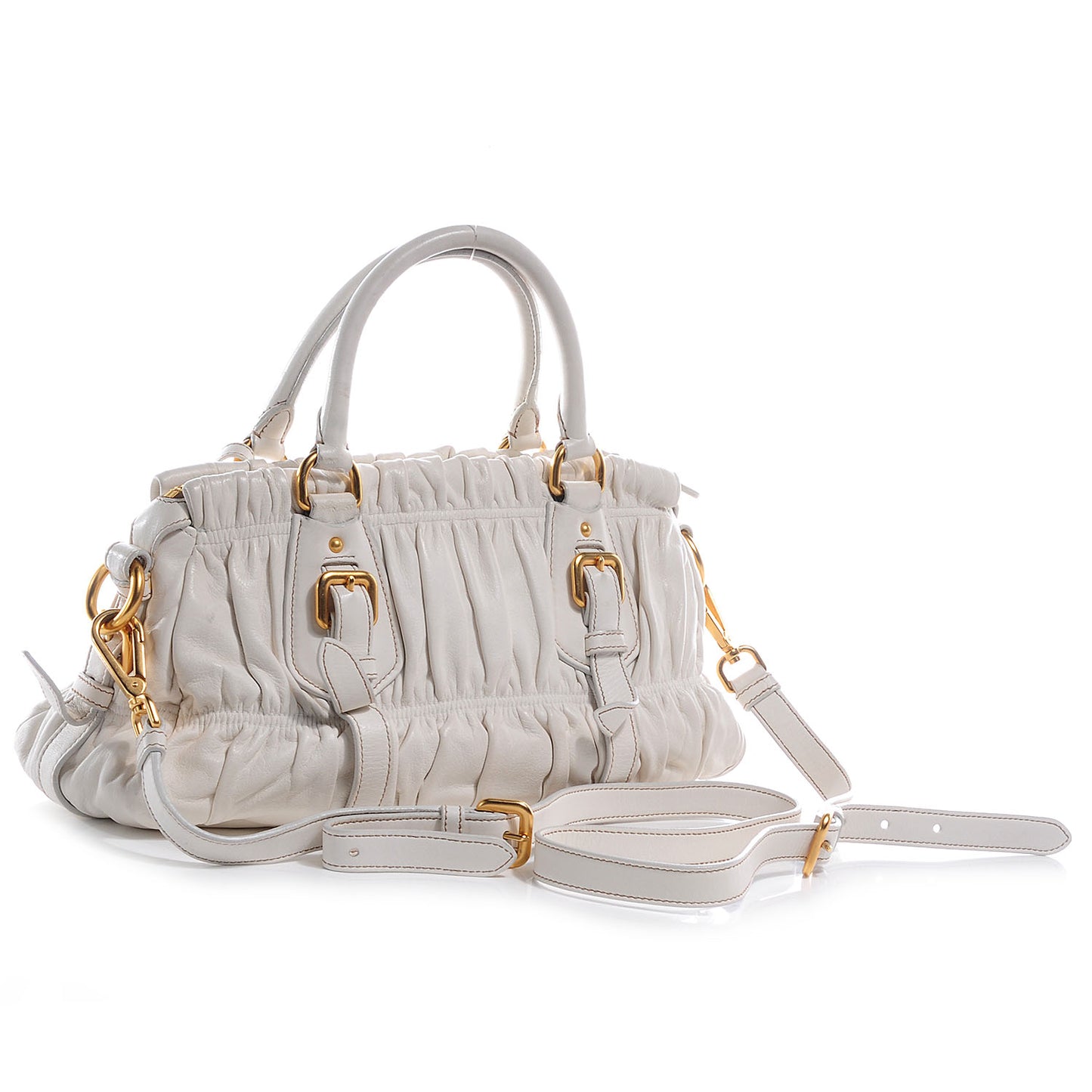 Nappa Gaufre Shopping Satchel White