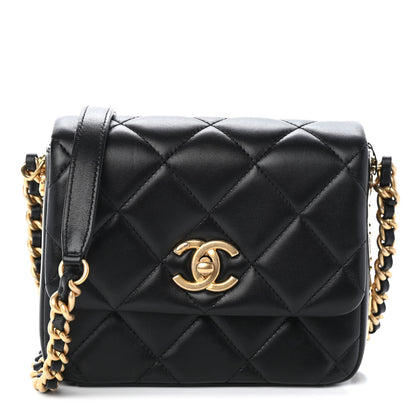 Chanel Lambskin Quilted Mini Side Note Flap Black 1 of 9