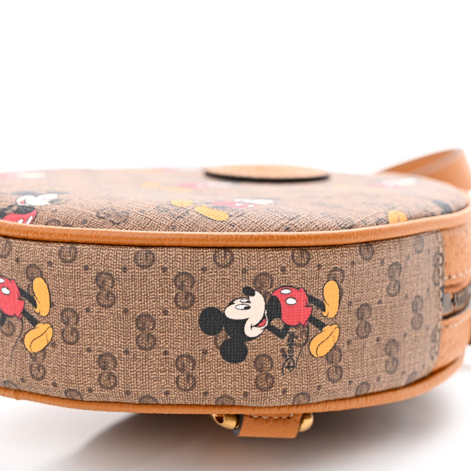 Gucci X DISNEY Mini Vintage GG Supreme Monogram Mickey Mouse Round Backpack Beige Vintage Sun Oil 10 of 11