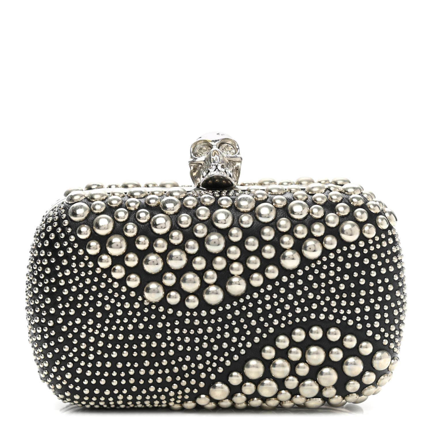 Alexander McQueen Nappa Studded Swish Skull Box Clutch Black 1 of 8
