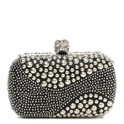 Alexander McQueen Nappa Studded Swish Skull Box Clutch Black 1 of 8