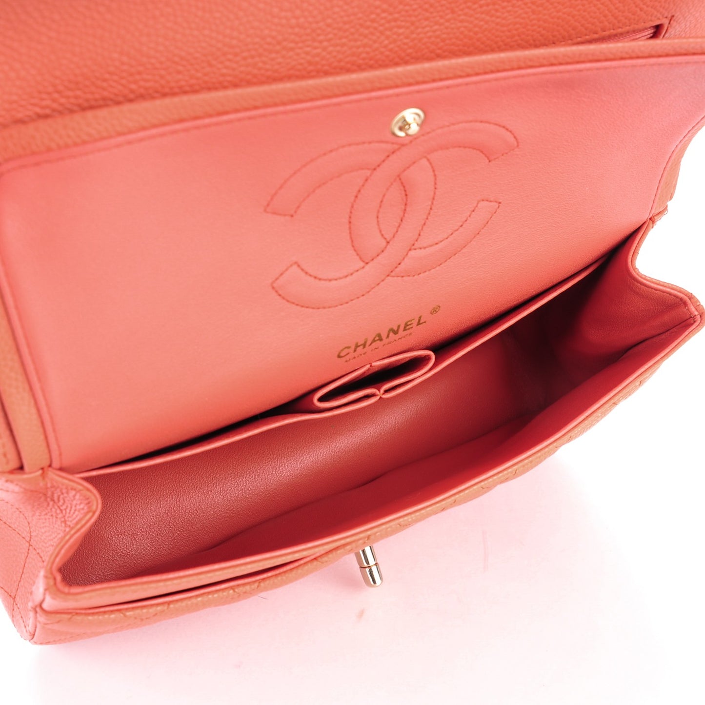Caviar Quilted Medium Double Flap Pink