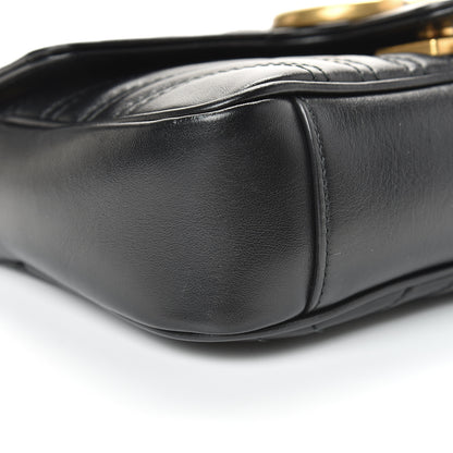 Gucci Calfskin Matelasse Mini GG Marmont Shoulder Bag Black 8 of 14