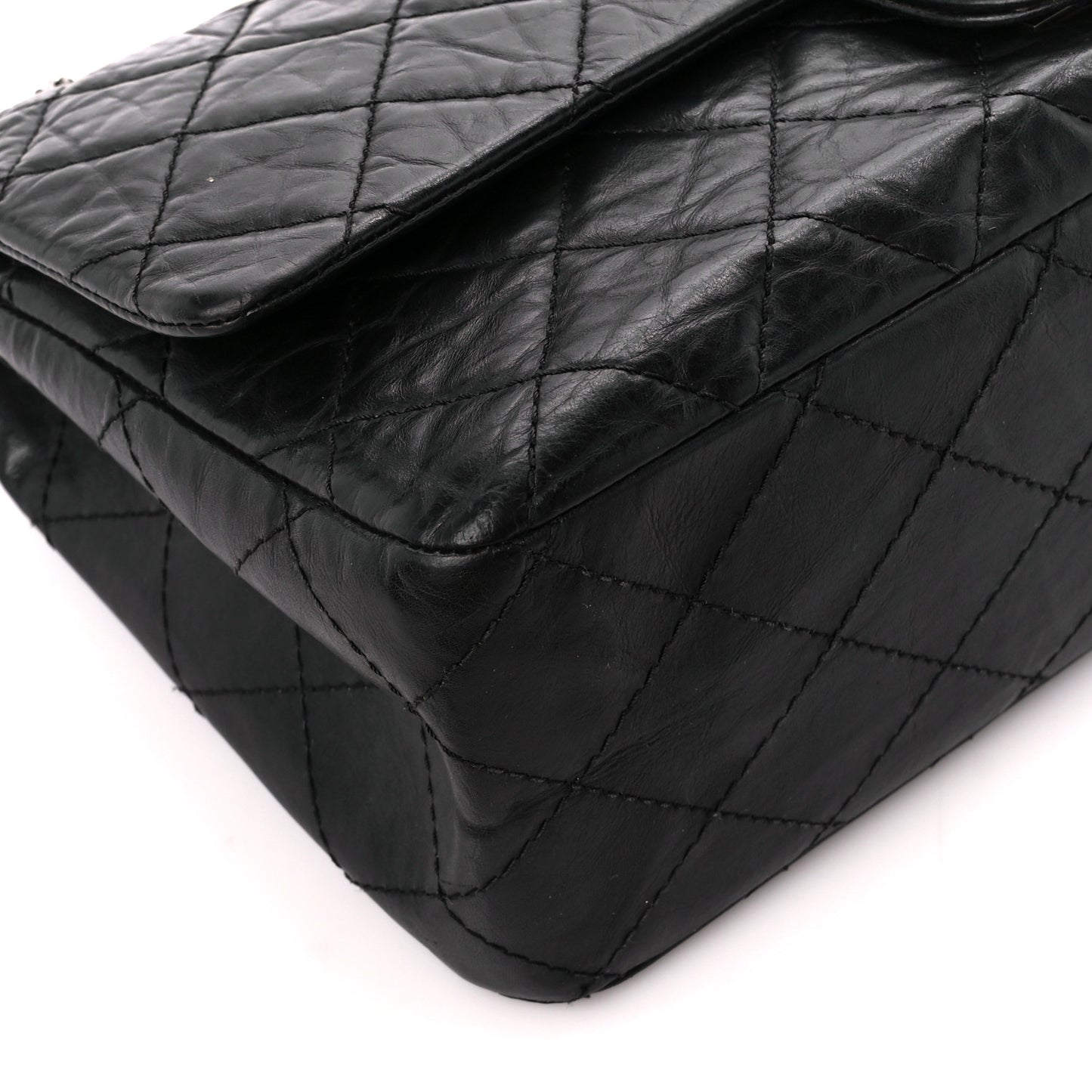 Aged Calfskin Quilted 2.55 Reissue 227 Flap Black