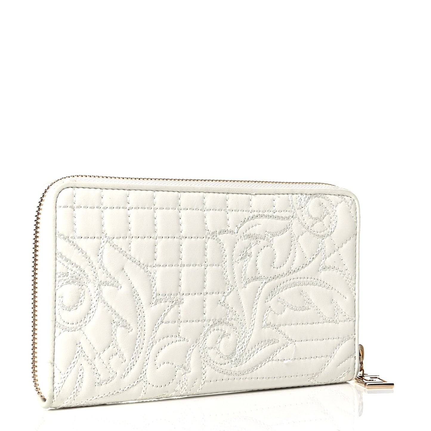 Nappa Barocco Zip Around Wallet White