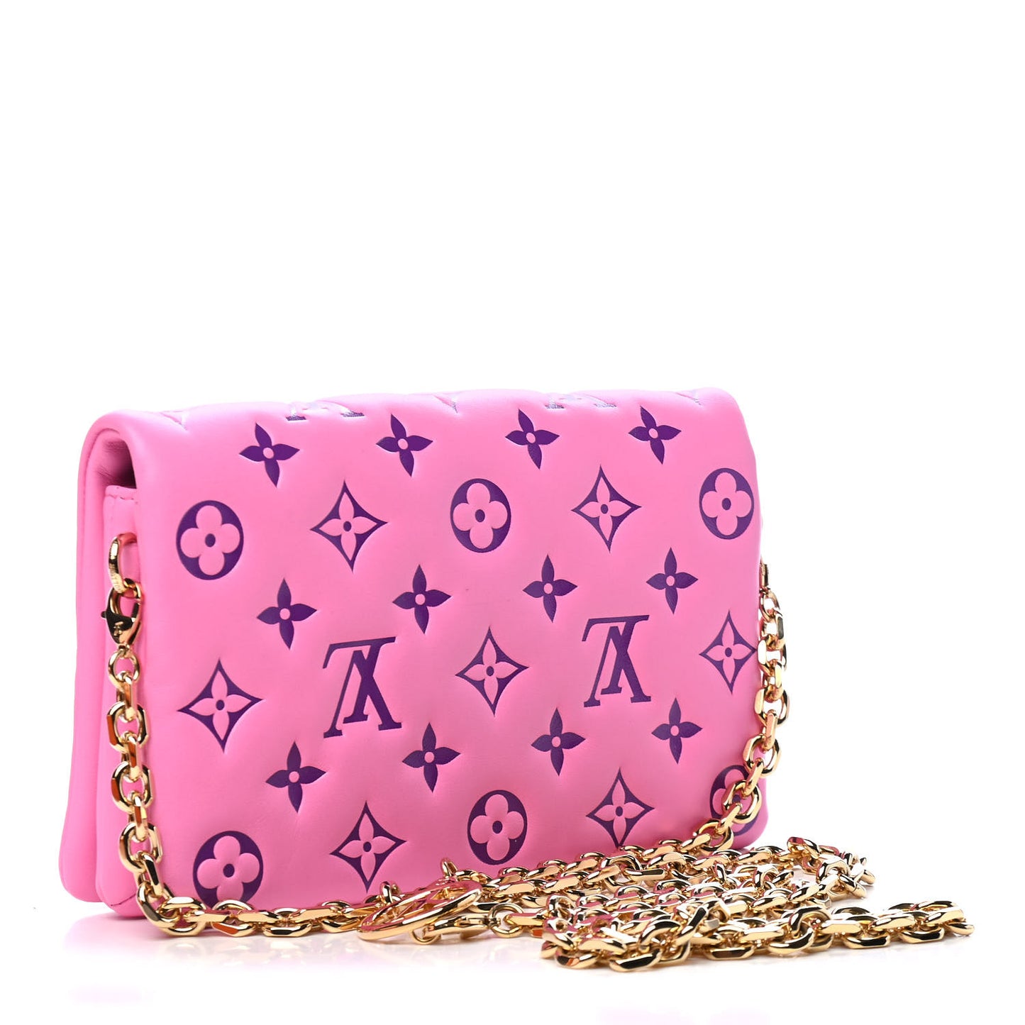 Lambskin Embossed Monogram Vuittamins Pochette Coussin Rose Violet