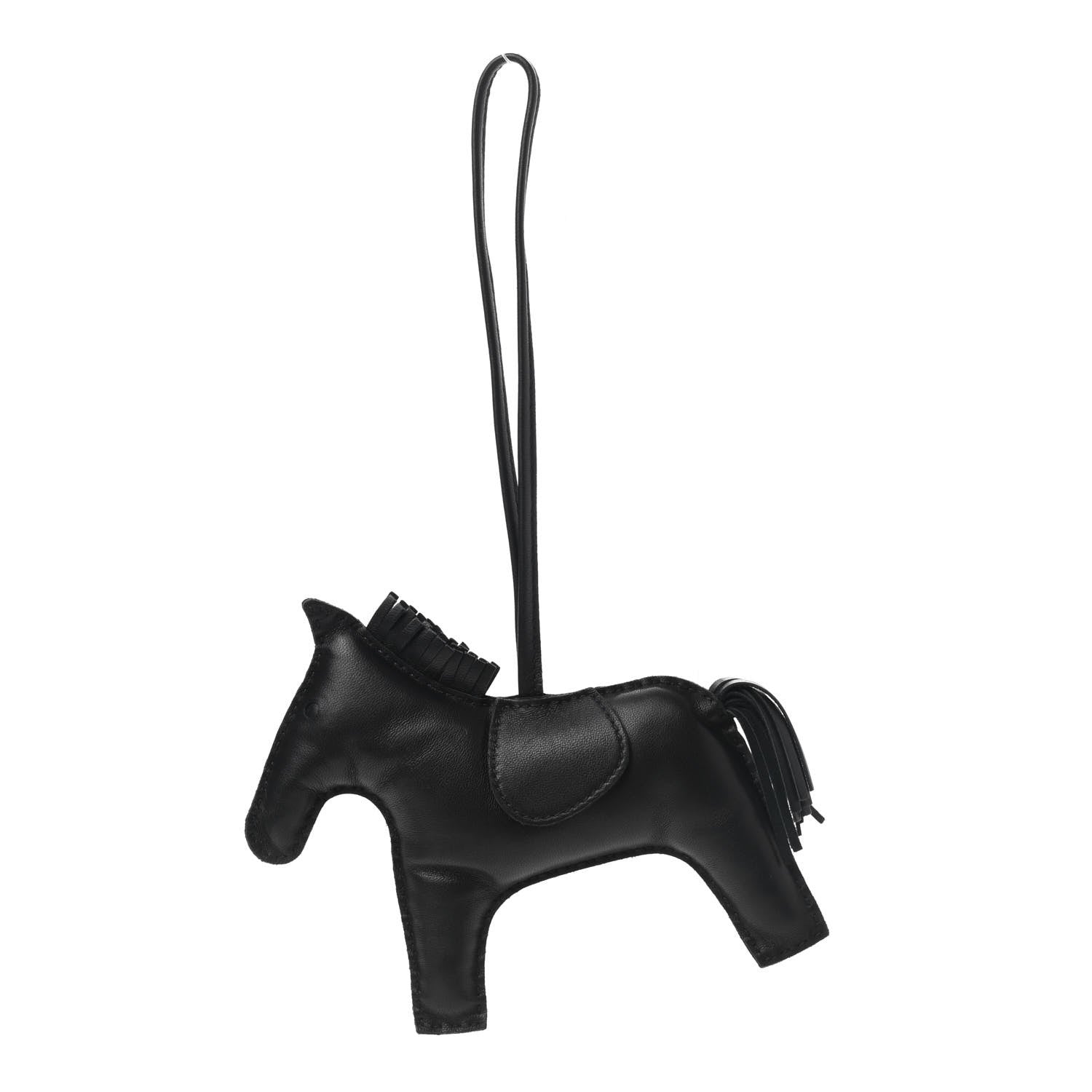 Hermes Milo Lambskin Grigri Rodeo Horse Bag Charm GM So Black 1 of 6