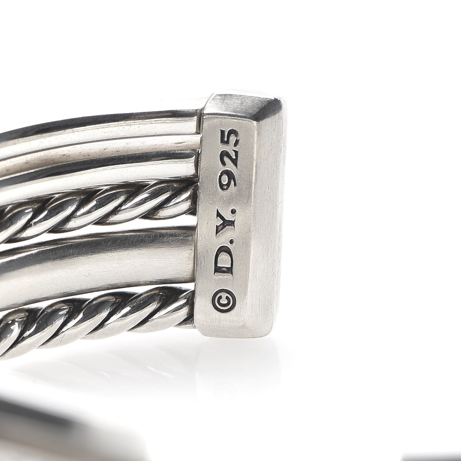 David Yurman Sterling Silver Diamond Narrow Stax Cuff Bracelet 5 of 5