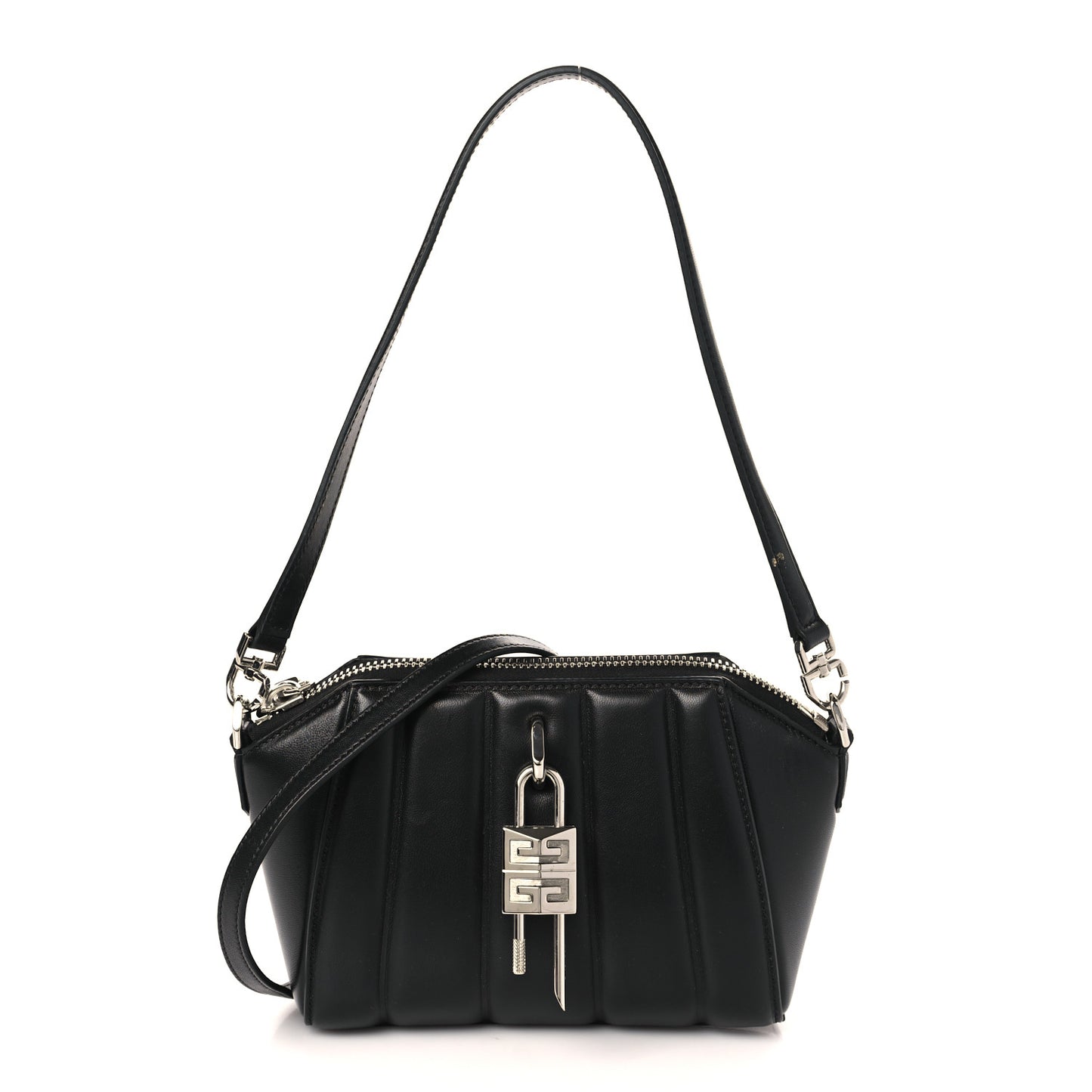 Calfskin XS Lock Antigona Shoulder Bag Black