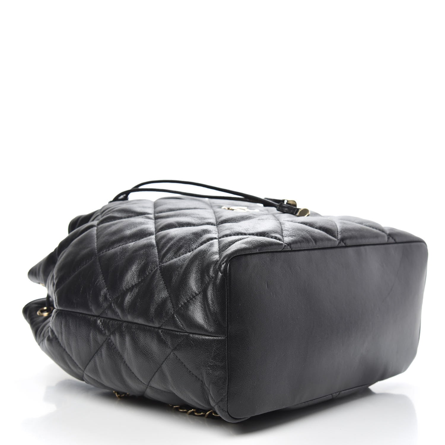 Chanel Lambskin Quilted Drawstring Backpack Black 3 of 10