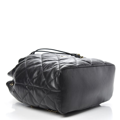 Chanel Lambskin Quilted Drawstring Backpack Black 3 of 10