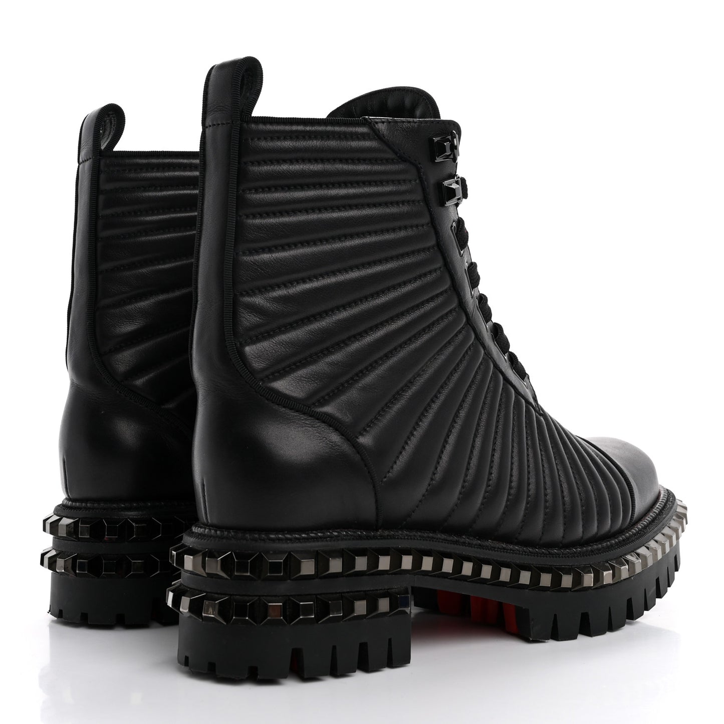 Calfskin Quilted Yetota Combat Boots 38.5 Black