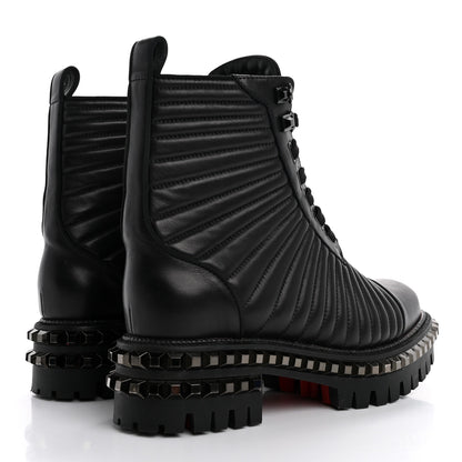 Christian Louboutin Calfskin Quilted Yetota Combat Boots 38.5 Black 5 of 8
