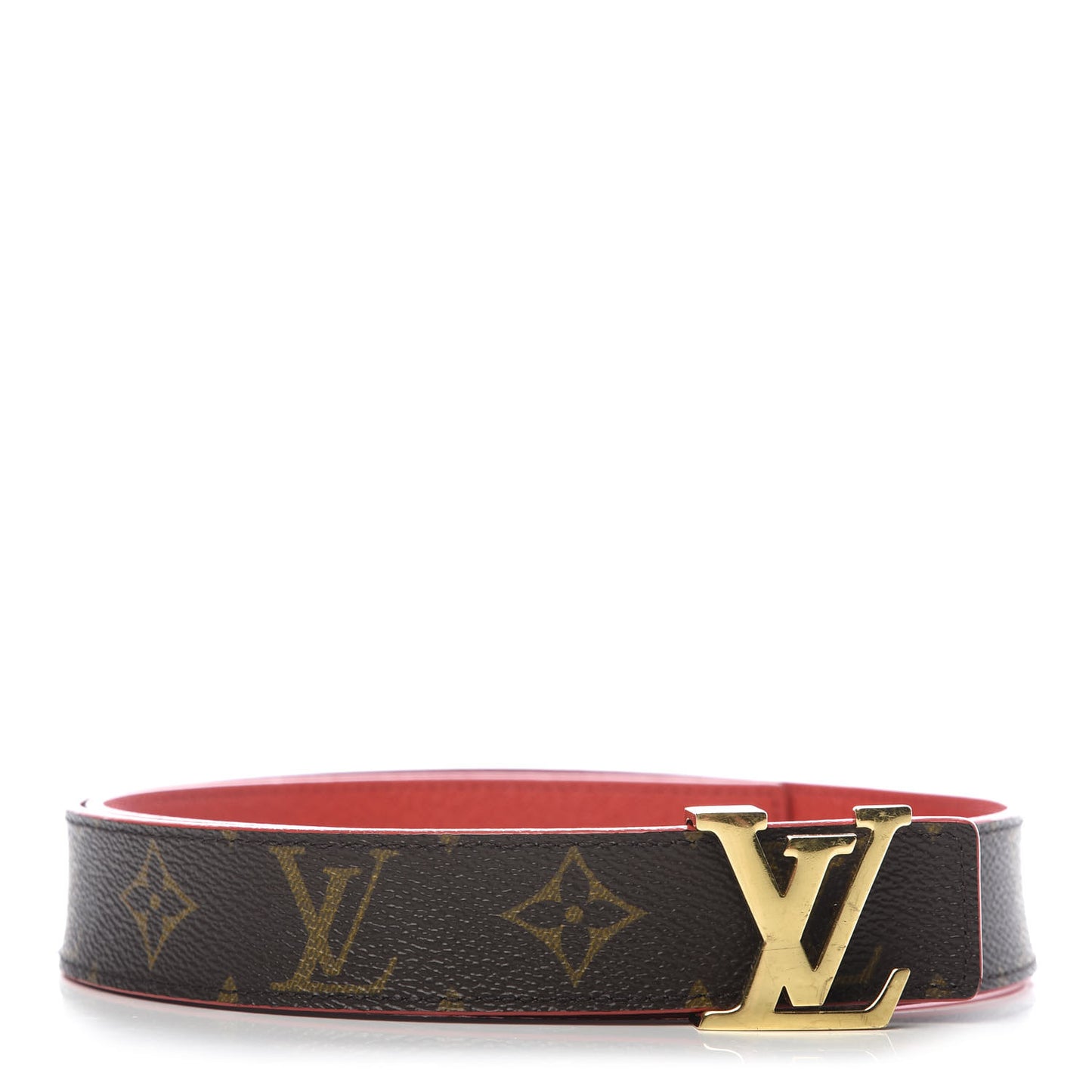 Calfskin Monogram 30mm LV Initiales Reversible Belt 75 30 Coquelicot