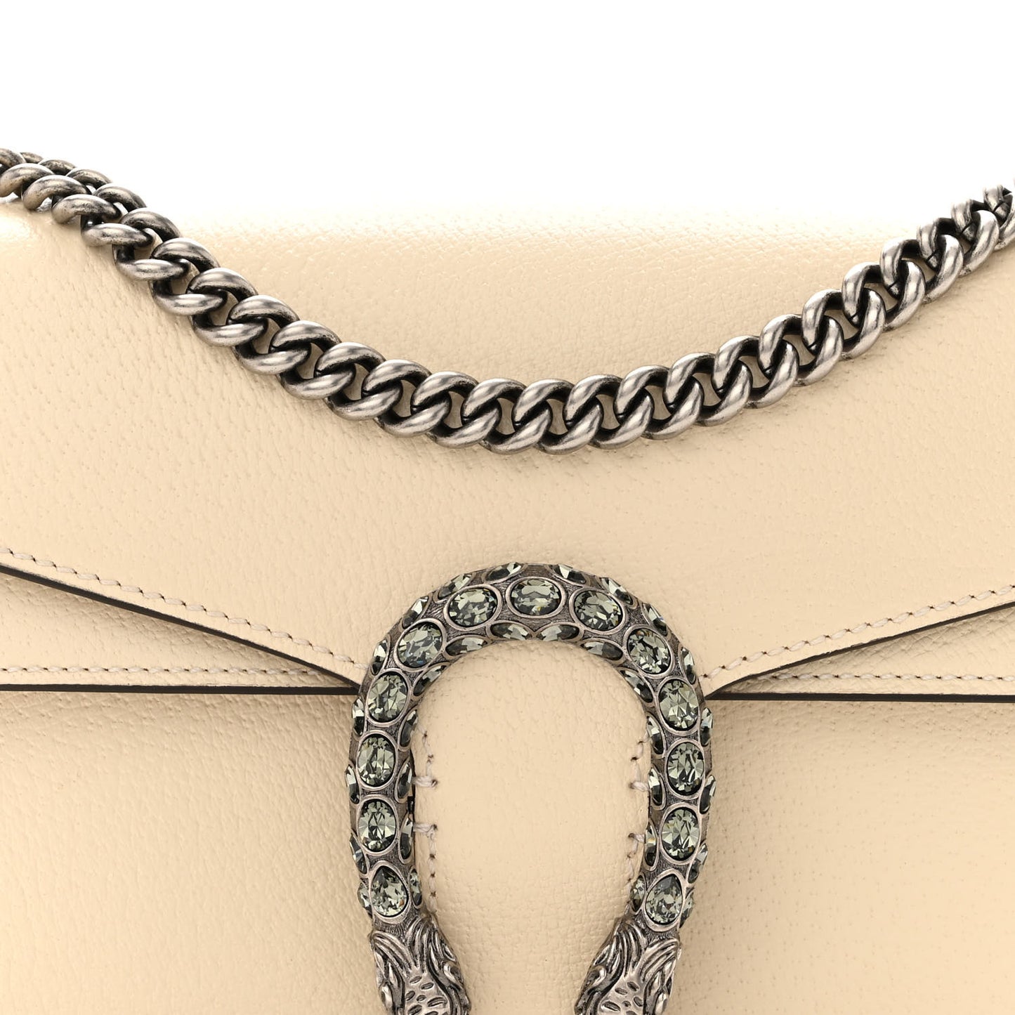 Textured Calfskin Crystal Small Dionysus Shoulder Bag Mystic White