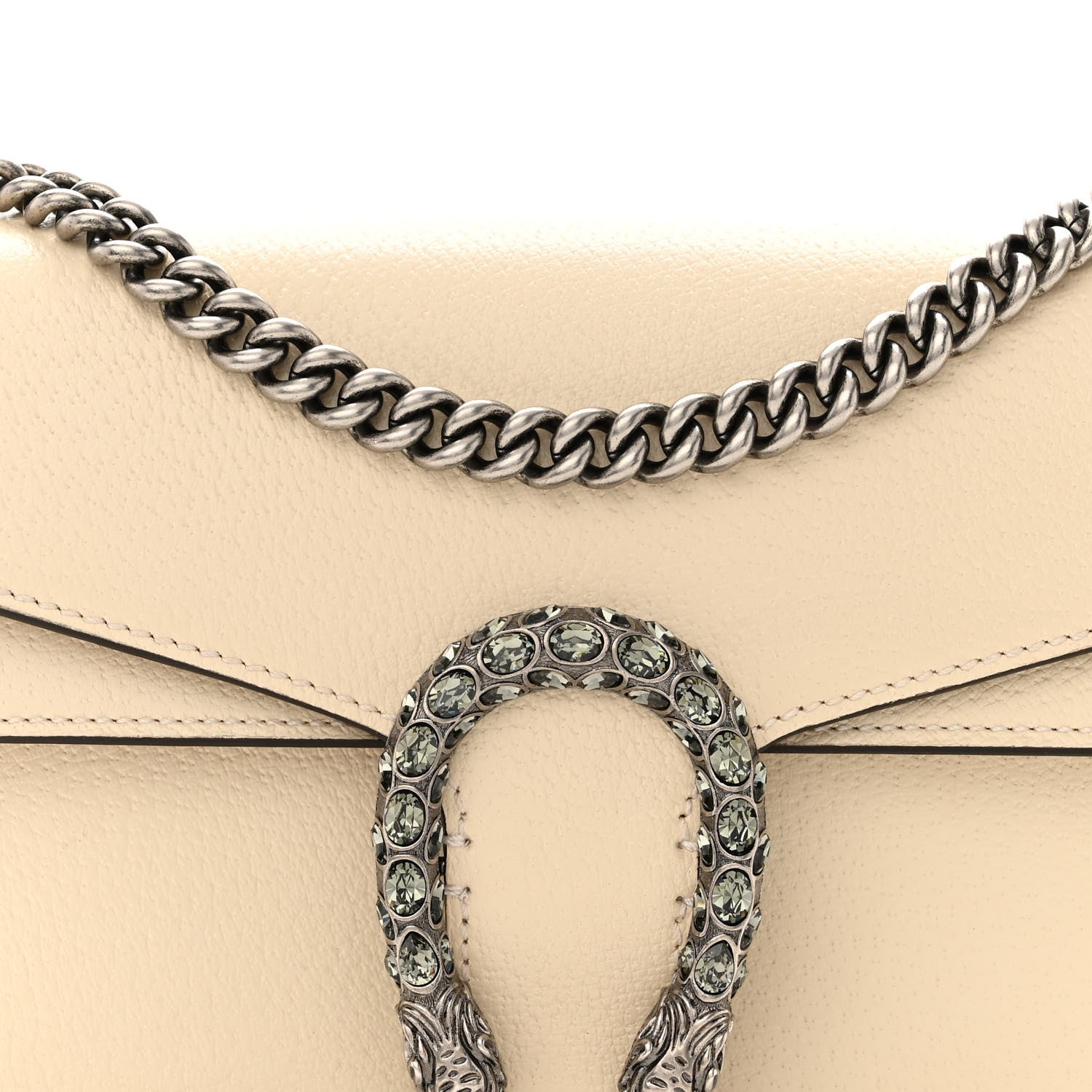 Gucci Textured Calfskin Crystal Small Dionysus Shoulder Bag Mystic White 9 of 13